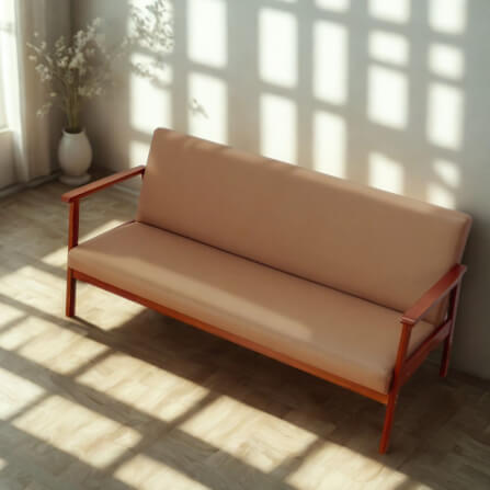 โซฟาไม้ยางพารา 3 ที่นั่ง EVERGREEN FURNITURE S-C-03 150*62*72 ไม้สีน้ำตาล เบาะหนังสีน้ำตาล_1