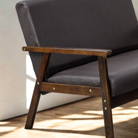 โซฟาไม้ยางพารา 3 ที่นั่ง EVERGREEN FURNITURE S-C-03 150*62*72 ไม้สีน้ำตาลเข้ม เบาะหนังสีกรม_1