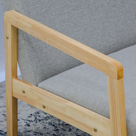 โซฟาไม้ยางพารา 3 ที่นั่ง EVERGREEN FURNITURE S-M-03 150*62*72 ไม้สีธรรมชาติ เบาะผ้าสีเทา_1