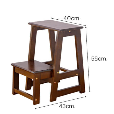 บันไดไม้ยางพารา 2 ขั้น Evergreen Furniture SLST-55  40x43x55ซม. สีน้ำตาลเข้ม_8