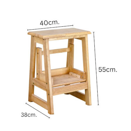 บันไดไม้ยางพารา 2 ขั้น Evergreen Furniture SLST-55  40x43x55ซม. สีไม้ธรรมชาติ_5