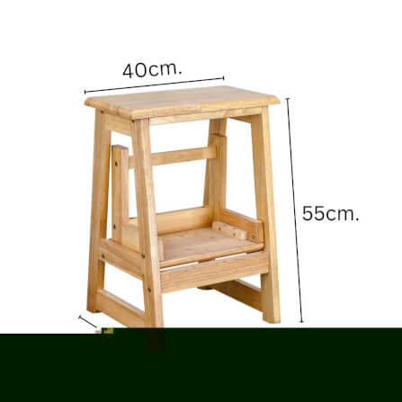 บันไดไม้ยางพารา 2 ขั้น ประกอบส่ง Evergreen Furniture SLST-55  40x43x55ซม. สีไม้ธรรมชาติ_3