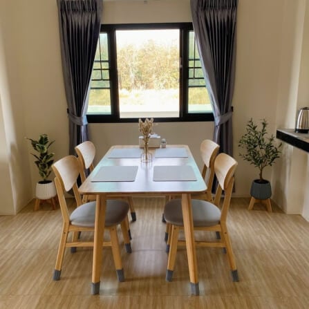 เก้าอี้ทานข้าวไม้ยางพารา  EVERGREEN FURNITURE CB  43X53X85 ซม.สีไม้ธรรมชาติ 2ตัว/กล่อง_4