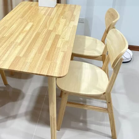 เก้าอี้ทานข้าวไม้ยางพารา  EVERGREEN FURNITURE CB เบาะไม้ 43X53X85 ซม.สีไม้ธรรมชาติ 2ตัว/กล่อง_3