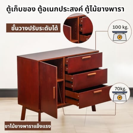 ตู้เตี้ยอเนกประสงค์ EVERGREEN FURNITURE 98 ซม. G-97401-F สีเชอรี่_7