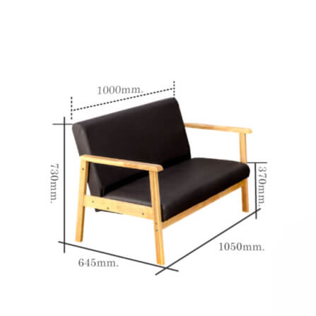 โซฟาไม้ยางพารา 2 ที่นั่ง EVERGREEN FURNITURE S-NC-02 100*62*72 ไม้สีธรรมชาติ เบาะหนัง_2