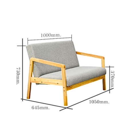 โซฟาไม้ยางพารา 2 ที่นั่ง EVERGREEN FURNITURE S-M-02 100*62*72 ไม้สีธรรมชาติ เบาะผ้า_2