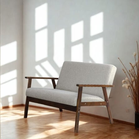 โซฟาไม้ยางพารา 2 ที่นั่ง EVERGREEN FURNITURE S-C-02 100*62*72 ไม้สีน้ำตาลเข้ม เบาะผ้า_2