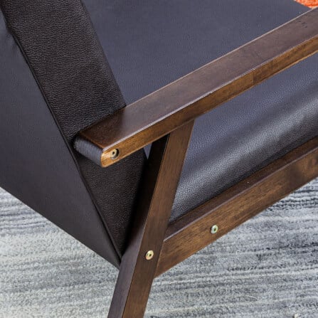 โซฟาไม้ยางพารา 3 ที่นั่ง EVERGREEN FURNITURE S-C-03 150*62*72 ไม้สีน้ำตาลเข้ม เบาะหนังสีกรม_2