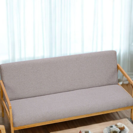 โซฟาไม้ยางพารา 3 ที่นั่ง EVERGREEN FURNITURE S-M-03 150*62*72 ไม้สีธรรมชาติ เบาะผ้าสีเทา_2