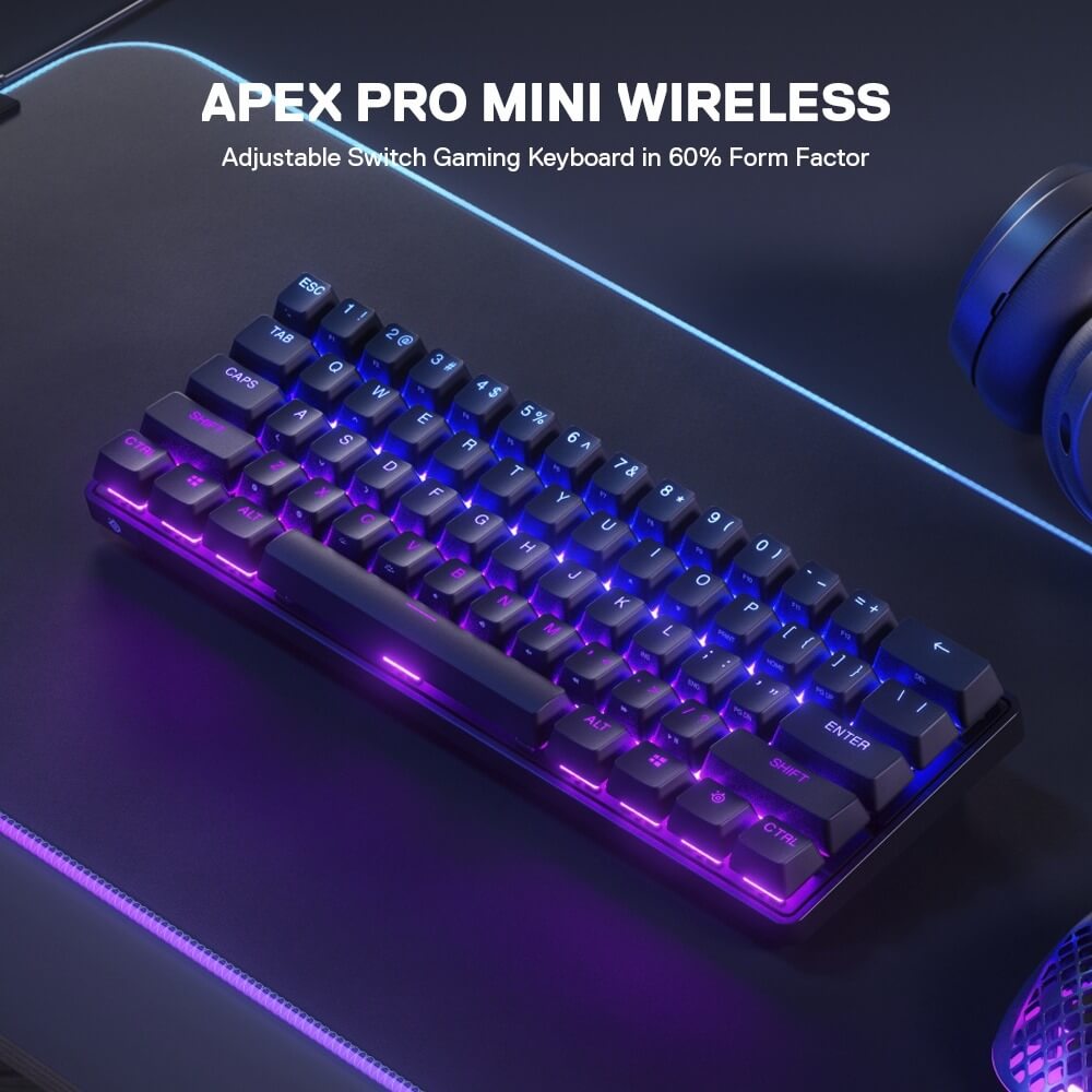คีย์บอร์ดเกมมิ่งไร้สาย STEELSERIES APEX PRO MINI WIRELESS HYPERMAGNETIC GAMING KEYBOARD
