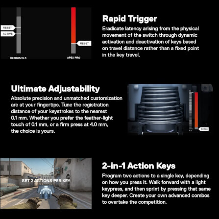 คีย์บอร์ดเกมมิ่งไร้สาย STEELSERIES APEX PRO MINI WIRELESS HYPERMAGNETIC GAMING KEYBOARD_3