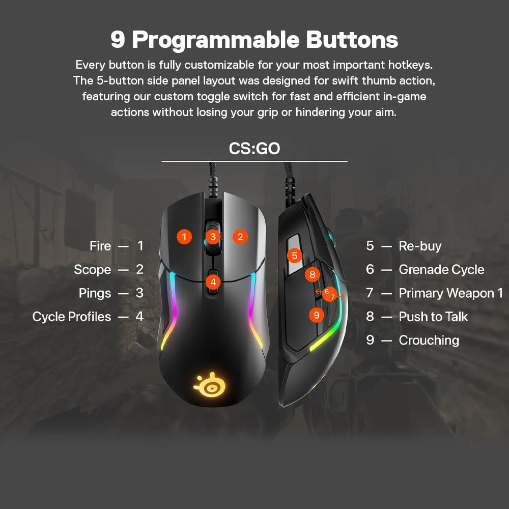 เมาส์เกมมิ่ง SteelSeries Rival 5 สีดำ_3