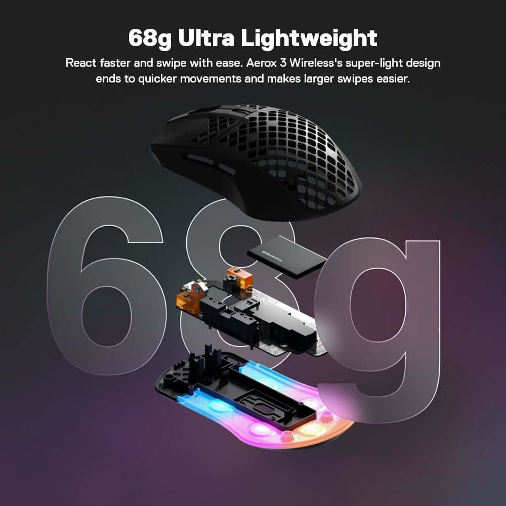 เมาส์เกมมิ่งไร้สาย SteelSeries Aerox 3 สีดำ_3