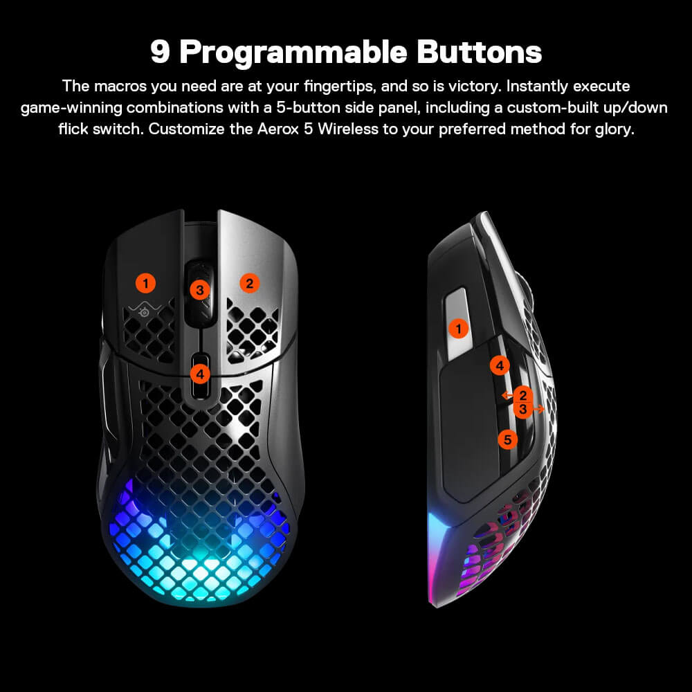เมาส์เกมมิ่งไร้สาย SteelSeries Aerox 5 สีดำ_5