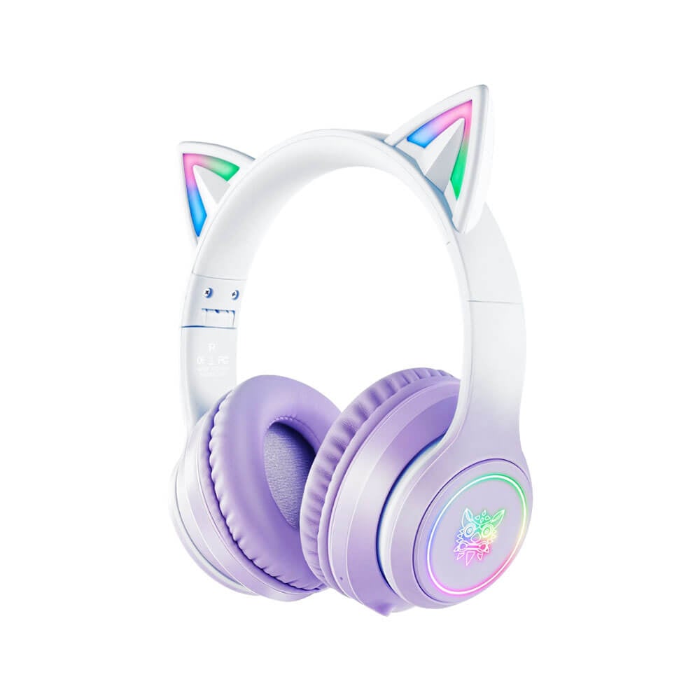 หูฟังเกมมิ่งไร้สาย ONIKUMA B90 RGB CAT EAR WIRELESS GAMING HEADSET - สีม่วง_0