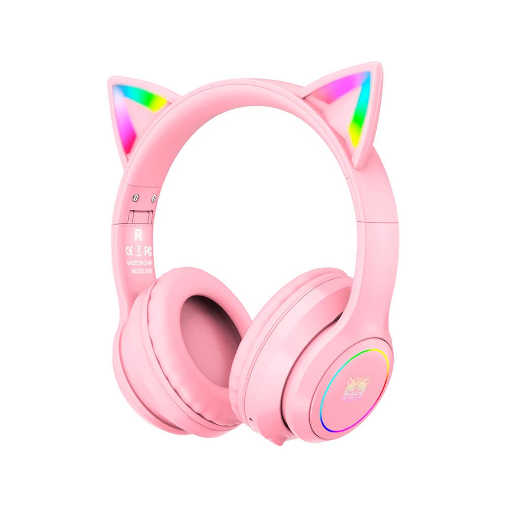 หูฟังเกมมิ่งไร้สาย ONIKUMA B90 RGB CAT EAR WIRELESS GAMING HEADSET - สีชมพู_0