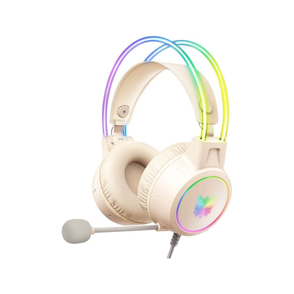 หูฟังเกมมิ่ง ONIKUMA X15 PRO RGB LIGHT DOUBLE-HEAD BEAM GAMING HEADSET - สีงาช้าง