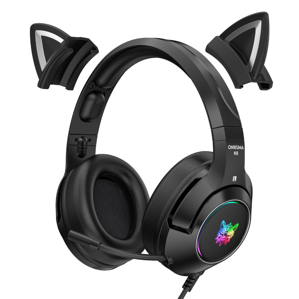 หูฟังเกมมิ่ง ONIKUMA K9 CAT EARS GAMING HEADSET - สีดำ (7.1)