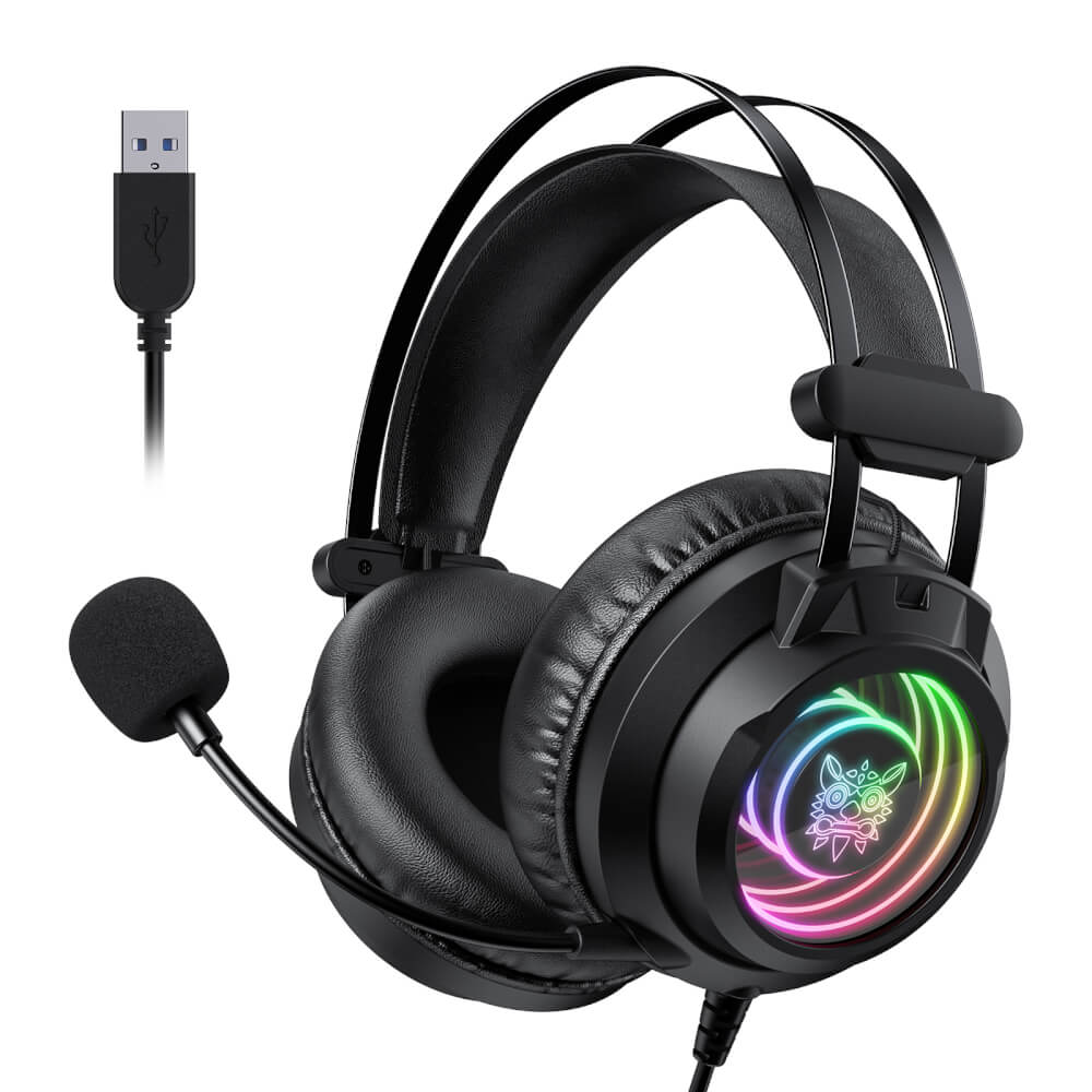 หูฟังเกมมิ่ง ONIKUMA X80 ABYSSAL MIRROR 7.1 VIRTUAL SURROUND เอฟเฟกต์แสงไฟ RGB - สีดำ_1
