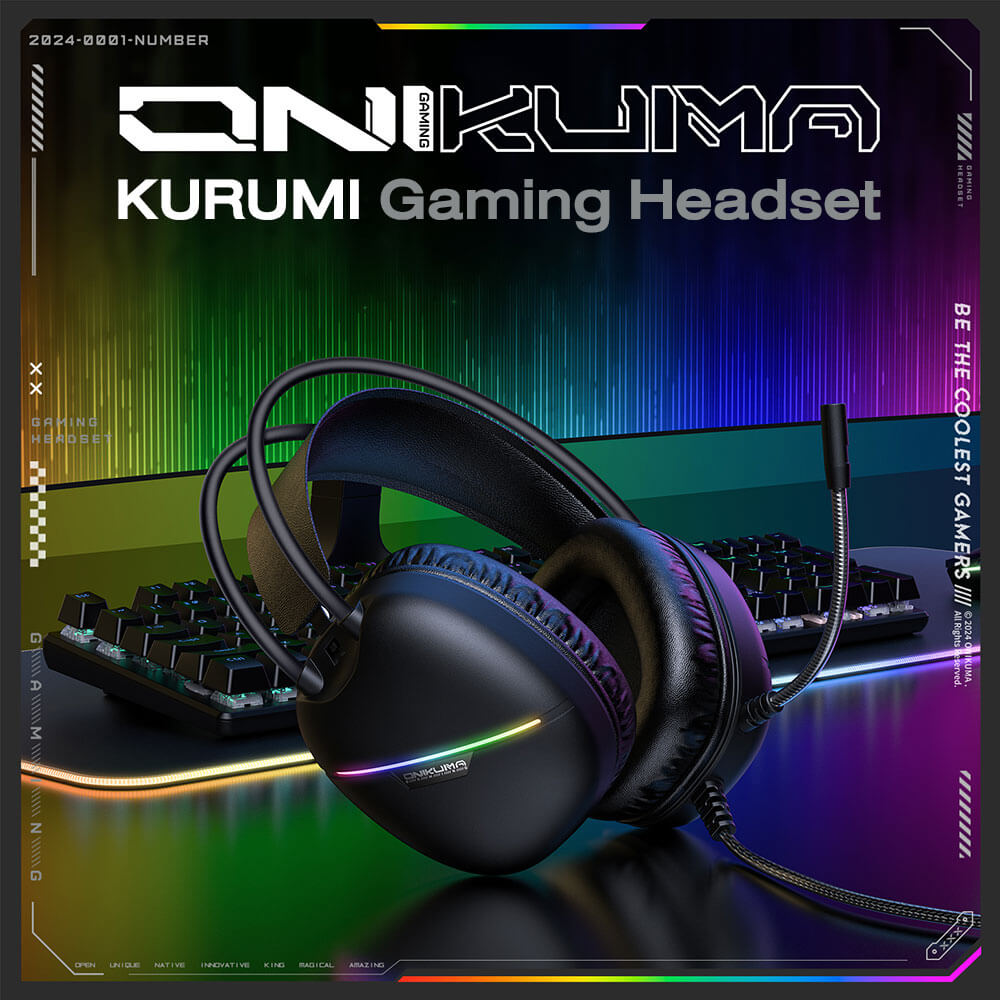 หูฟังเกมมิ่ง ONIKUMA KURUMI 7.1 VIRTUAL SURROUND GAMING HEADSET - สีดำ_1