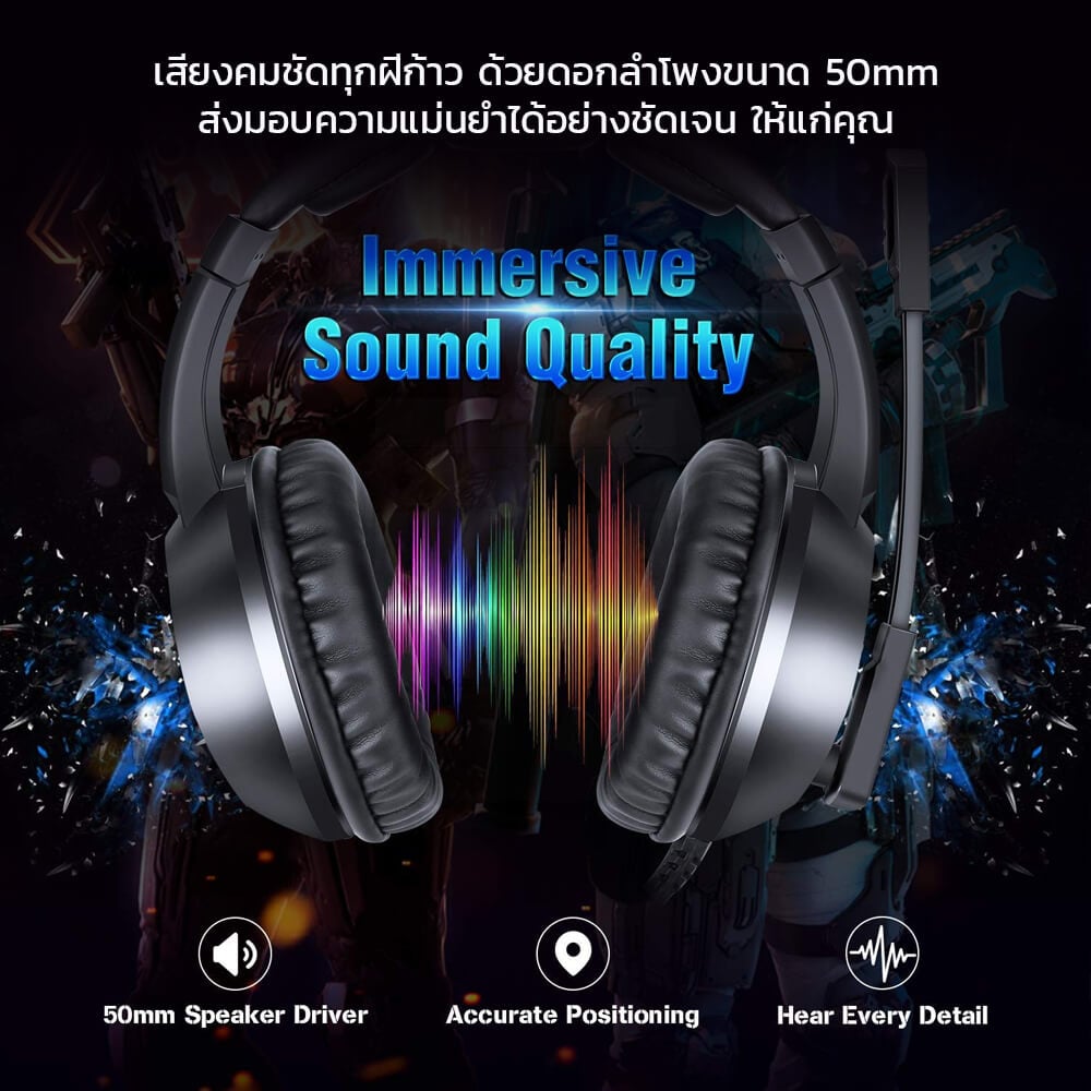 หูฟังเกมมิ่ง ONIKUMA K19 GAMING HEADSET - สีดำ