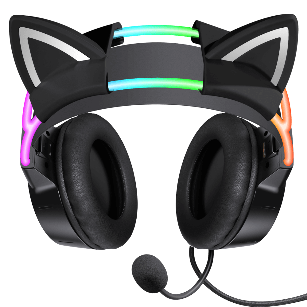 หูฟังเกมมิ่ง ONIKUMA X15 PRO CAT EARS RGB LIGHT DOUBLE-HEAD BEAM - สีดำ_2