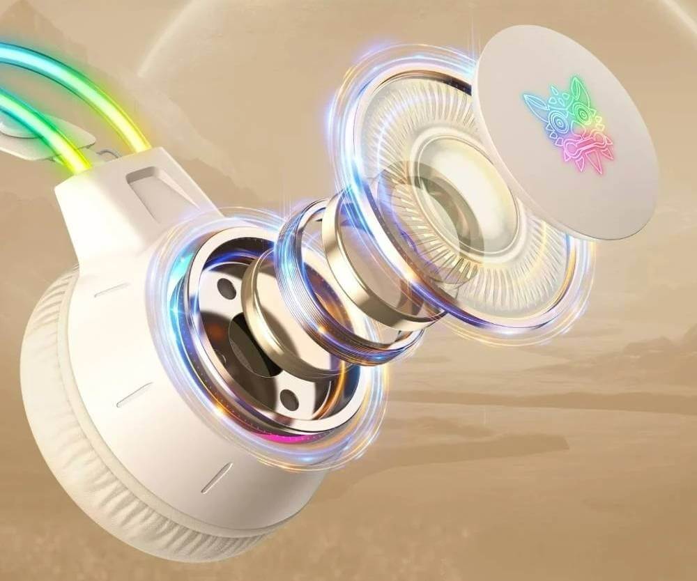 หูฟังเกมมิ่ง ONIKUMA X15 PRO RGB LIGHT DOUBLE-HEAD BEAM GAMING HEADSET - สีงาช้าง_3