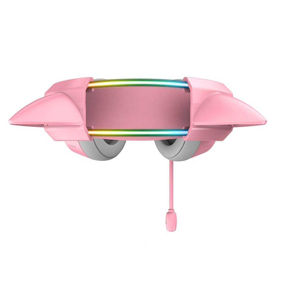 หูฟังเกมมิ่ง ONIKUMA X15 PRO CAT EARS RGB LIGHT DOUBLE-HEAD BEAM - สีชมพู