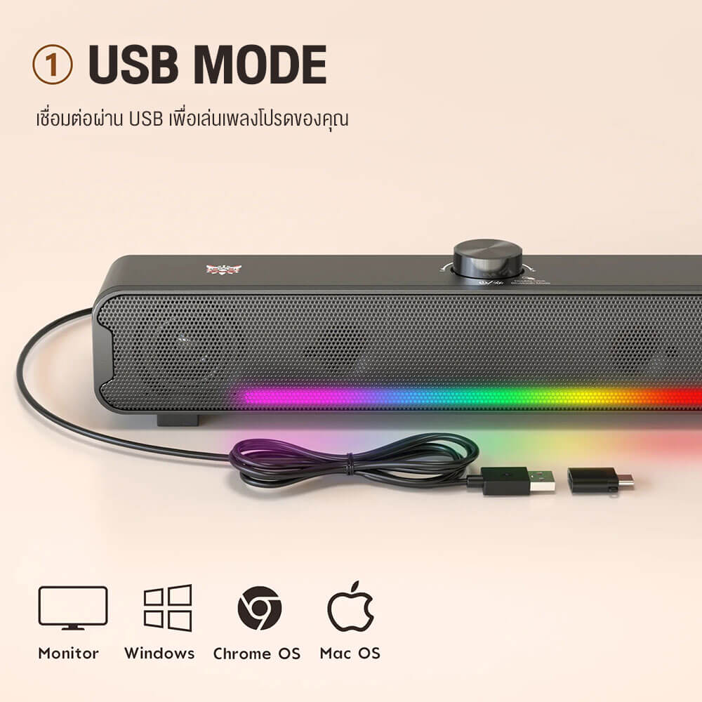 ลำโพงซาวด์บาร์ ONIKUMA L16 16W เชื่อมต่อ BLUETOOTH 5.3 / USB - สีดำ_4