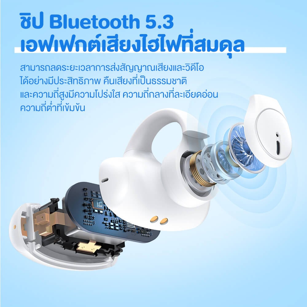 หูฟังเกมมิ่งไร้สาย ONIKUMA T306 TWS EAR CLIP DESIGN BLUETOOTH HEADSET - สีขาว_5