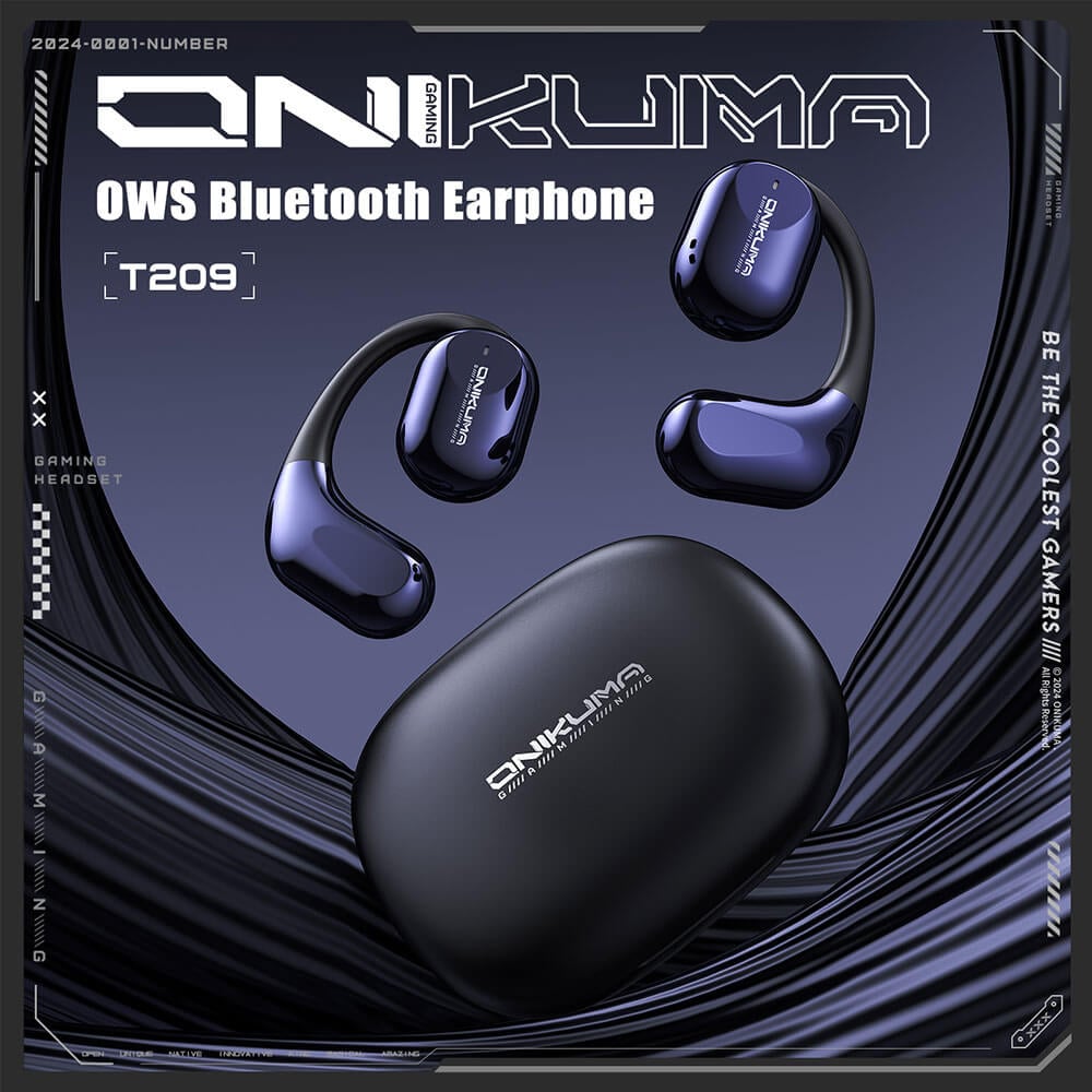 หูฟังไร้สาย ONIKUMA T209 OWS BLUETOOTH EARPHONE มีจอ LED แสดงพลังงาน - สีดำ_5