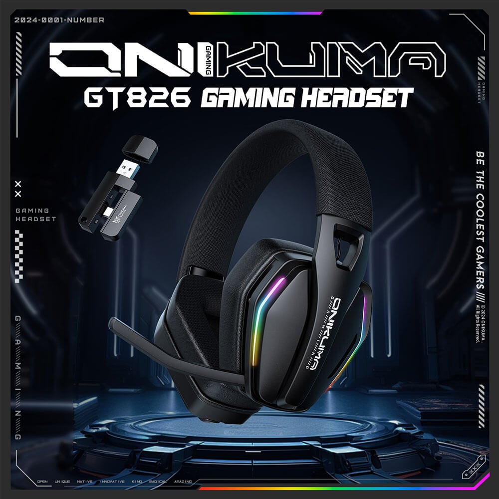 หูฟังเกมมิ่ง ONIKUMA GT826 เชื่อมต่อได้ 3 โหมด BLUETOOTH 5.4 / USB-C / 2.4G DONGLE - สีดำ_5