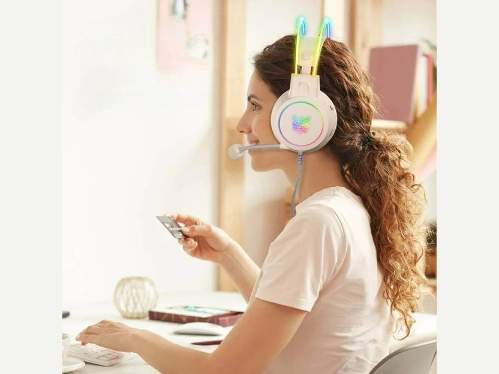 หูฟังเกมมิ่ง ONIKUMA X15 PRO RGB LIGHT DOUBLE-HEAD BEAM GAMING HEADSET - สีงาช้าง_6