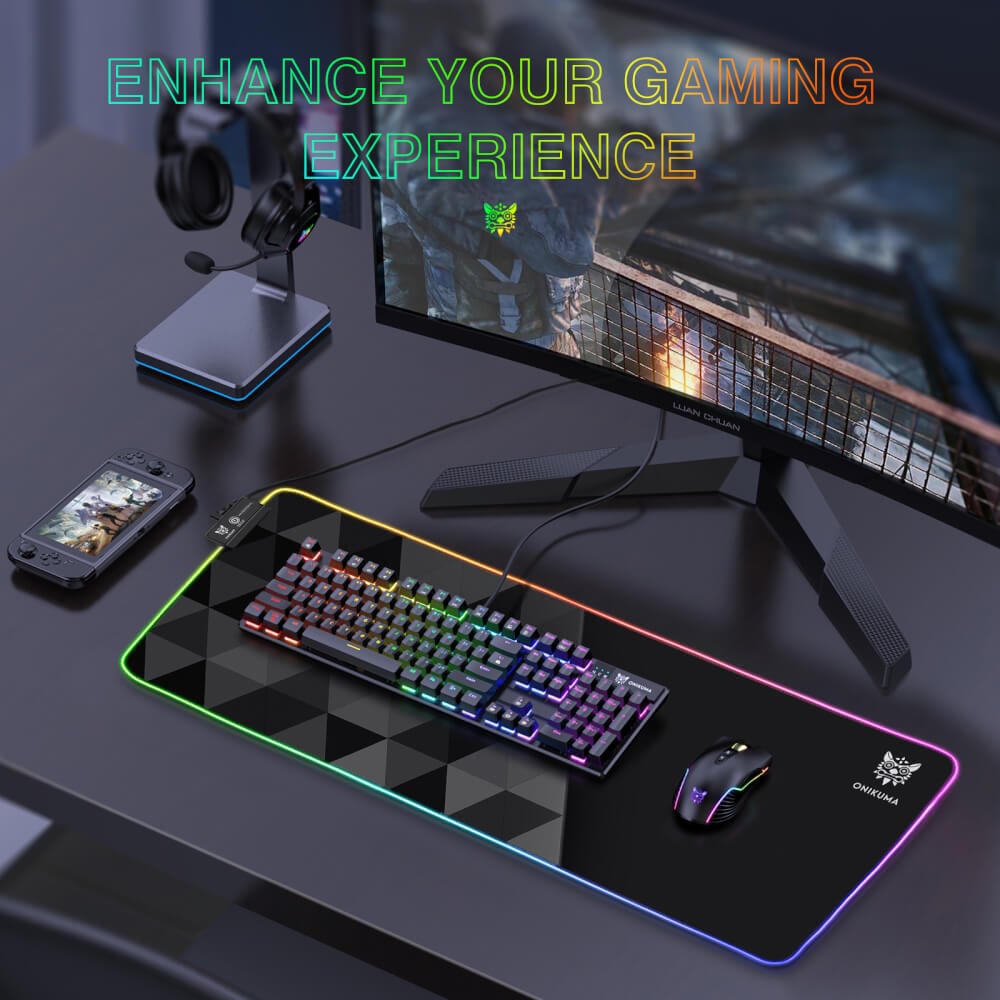 แผ่นรองเมาส์เกมมิ่ง ONIKUMA MP006 RGB GAMING MOUSEPAD ขนาด 800 X 300 X 4 มม. - สีดำ_6