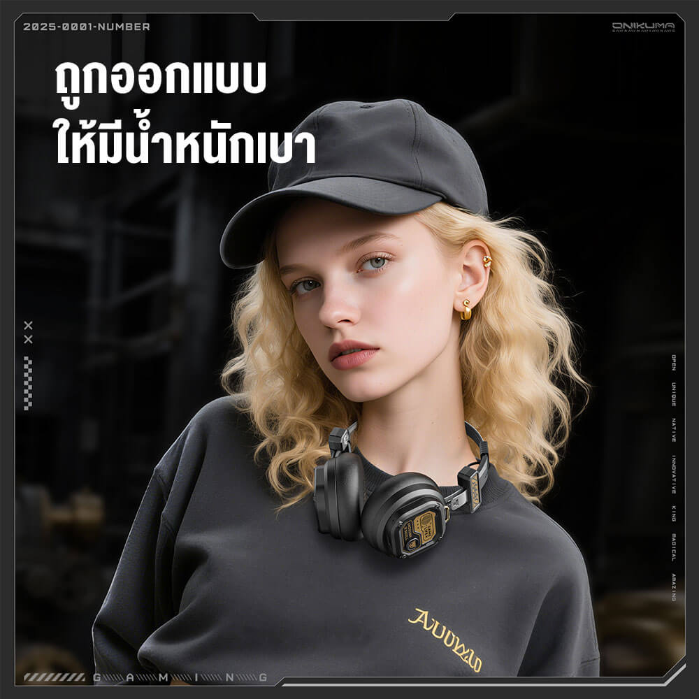 หูฟังเกมมิ่ง ONIKUMA GT803 เชื่อมต่อ 2 โหมด BLUETOOTH 5.4 / USB-C - สีดำ_6