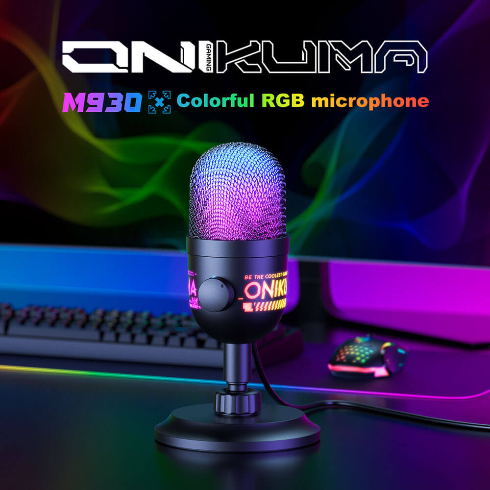 ไมโครโฟน ONIKUMA M930 ไมค์แบบตั้งโต๊ะ สำหรับเล่นเกม สตรีมมิ่ง ฯลฯ - สีดำ
