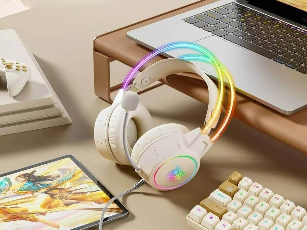 หูฟังเกมมิ่ง ONIKUMA X15 PRO RGB LIGHT DOUBLE-HEAD BEAM GAMING HEADSET - สีงาช้าง_7