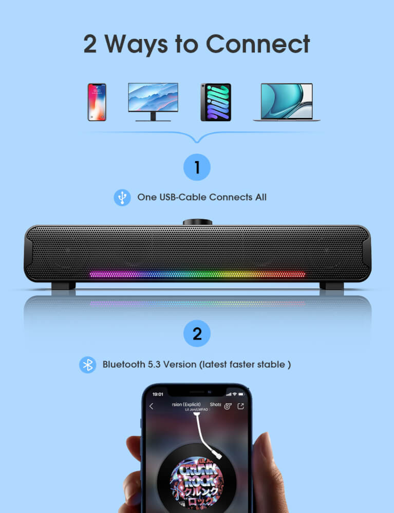 ลำโพงซาวด์บาร์ ONIKUMA L16 16W เชื่อมต่อ BLUETOOTH 5.3 / USB - สีดำ_7