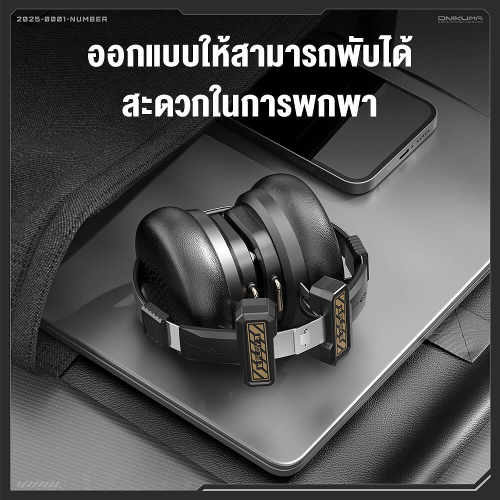 หูฟังเกมมิ่ง ONIKUMA GT803 เชื่อมต่อ 2 โหมด BLUETOOTH 5.4 / USB-C - สีดำ_7