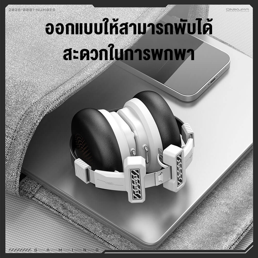 หูฟังเกมมิ่ง ONIKUMA GT803 เชื่อมต่อ 2 โหมด BLUETOOTH 5.4 / USB-C - สีขาว_7