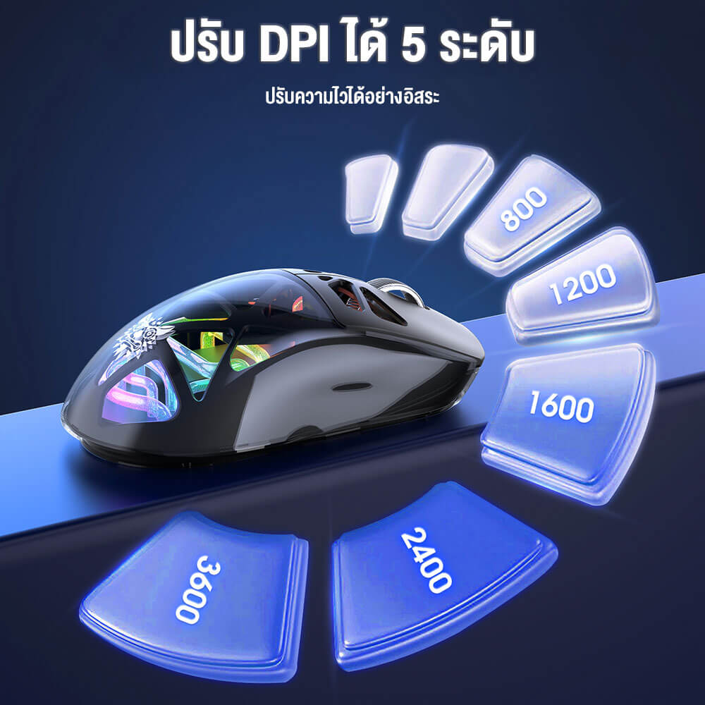 เมาส์เกมมิ่ง ONIKUMA CHOUKO เชื่อมต่อ 3 โหมด BLUETOOTH / USB-C / 2.4GHZ - สีดำ_7