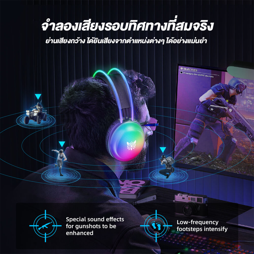 หูฟังเกมมิ่ง ONIKUMA X29 GAMING HEADSET - สีดำ_8