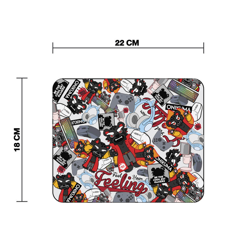 แผ่นรองเมาส์เกมมิ่ง ONIKUMA STICKER BOMB GAMING MOUSEPAD - สีขาว