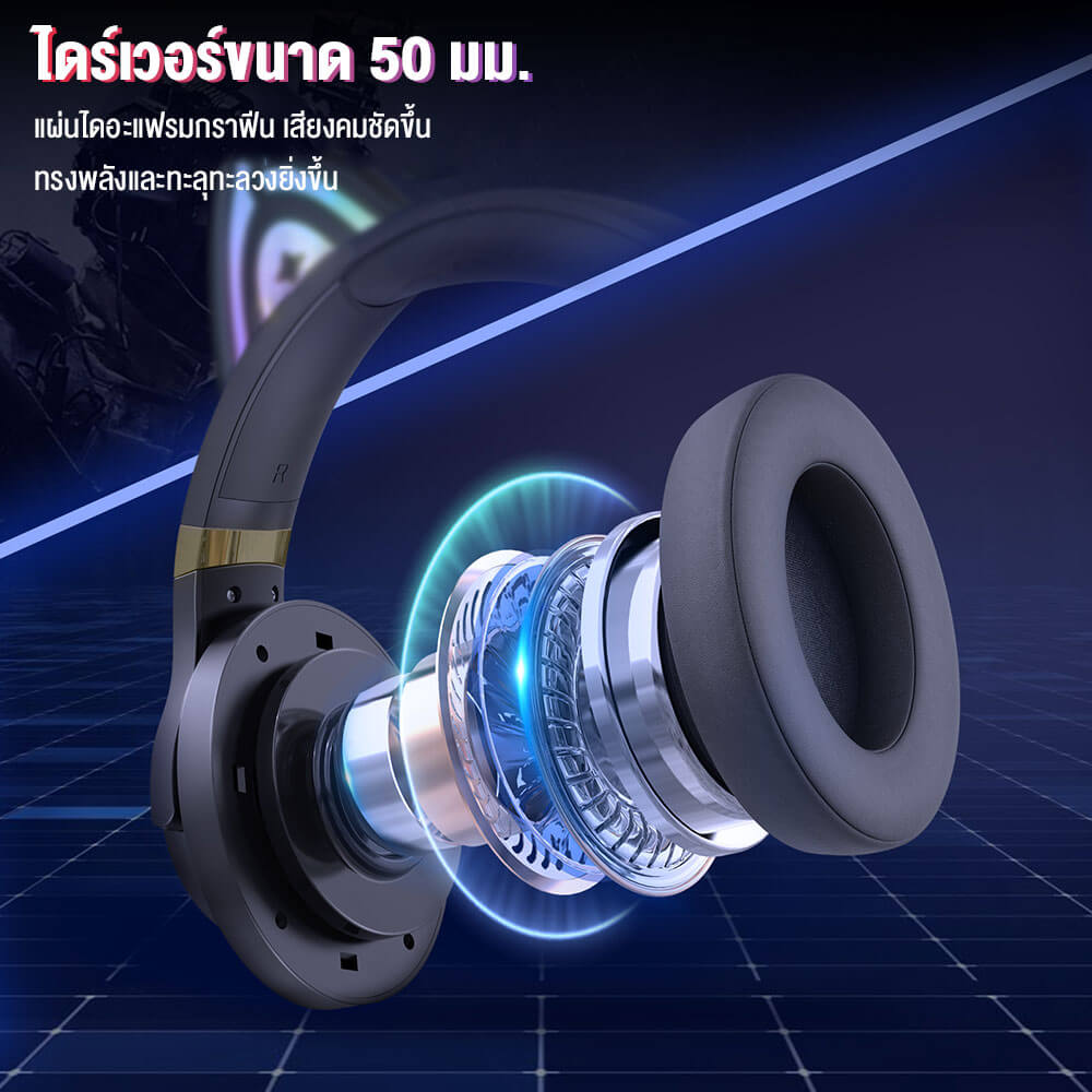 หูฟังเกมมิ่ง ONIKUMA X30 CAT EAR RGB GAMING HEADSET - สีดำ_9