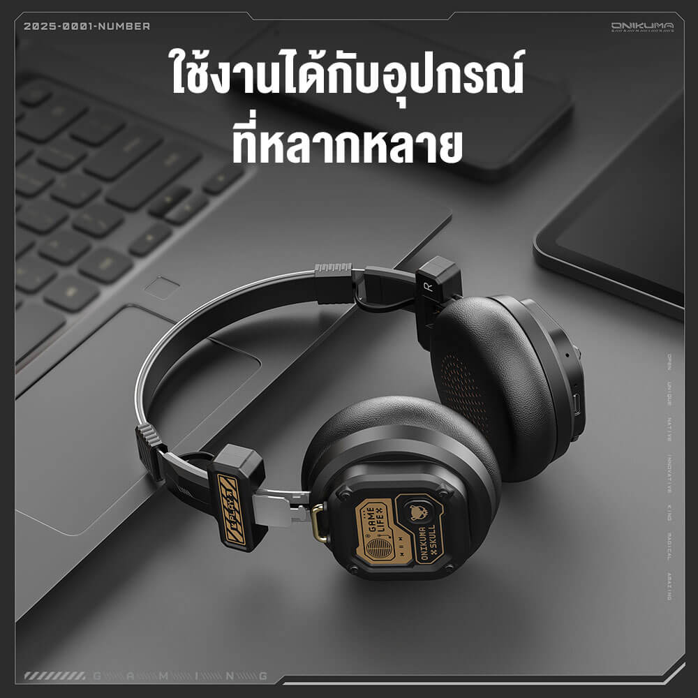 หูฟังเกมมิ่ง ONIKUMA GT803 เชื่อมต่อ 2 โหมด BLUETOOTH 5.4 / USB-C - สีดำ_9