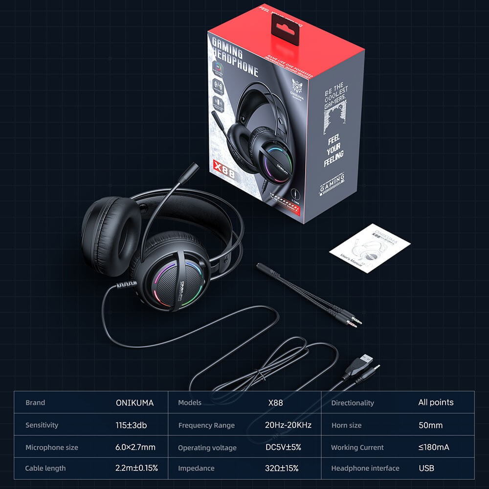 หูฟังเกมมิ่ง ONIKUMA X88 RGB GAMING HEADSET