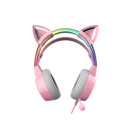 หูฟังเกมมิ่ง ONIKUMA X15 PRO CAT EARS RGB LIGHT DOUBLE-HEAD BEAM - สีชมพู_1