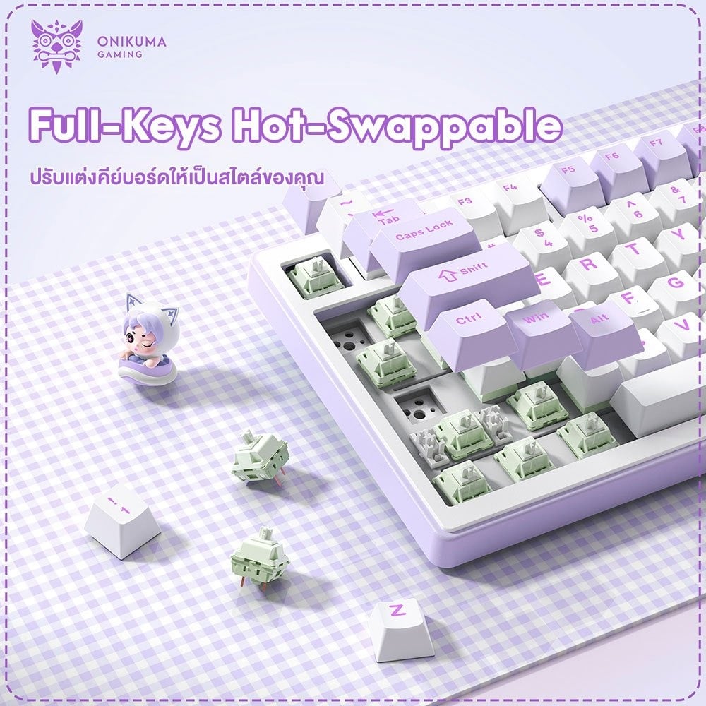 คีย์บอร์ดเกมมิ่งไร้สาย ONIKUMA MT707 82-KEY - ม่วง_1