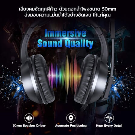หูฟังเกมมิ่ง ONIKUMA K19 GAMING HEADSET - สีดำ_2